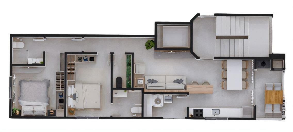 Planta baixa do apartamento tipo 2, Horiizon Residence